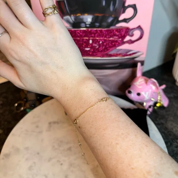 10K Gold Heart Bracelet/Anklet NWT - Picture 7 of 8